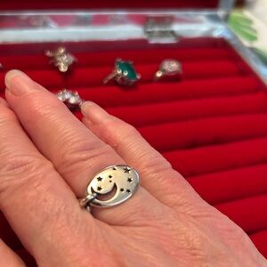 Sterling silver moon and stars ring